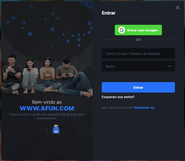 Faça o login Afun